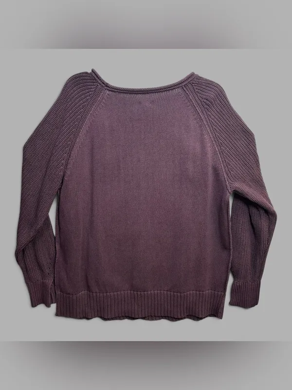 Aerie Purple 100% Cotton Raglan Knit Sweater Women’s Medium M - Image 4