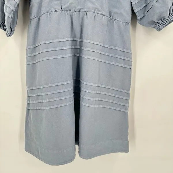 NWT Avec Les Filles‎ Women's Tie Back Puff Sleeve Babydoll Dress Blue Size Small - Image 9