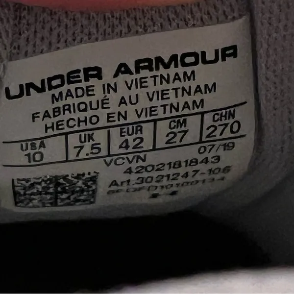Under Armour Charged Rogue Running Sneakers Woman’s 10 White Gray - Image 8