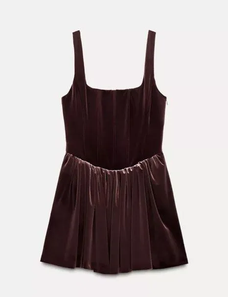 Zara Dress mini corset Velvet in Rich Purple Wedding party coctail - Image 14