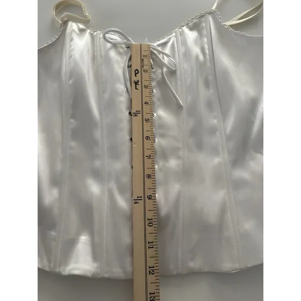 Lace Up Corset Top Size 10 White Spaghetti Straps Renaissance Regency Victorian - Image 4