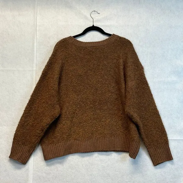 NWT a.n.a Plus Womens Crew Neck Long‎ Sleeve Pullover Sweater XXL Brown Boxy Fit - Image 12