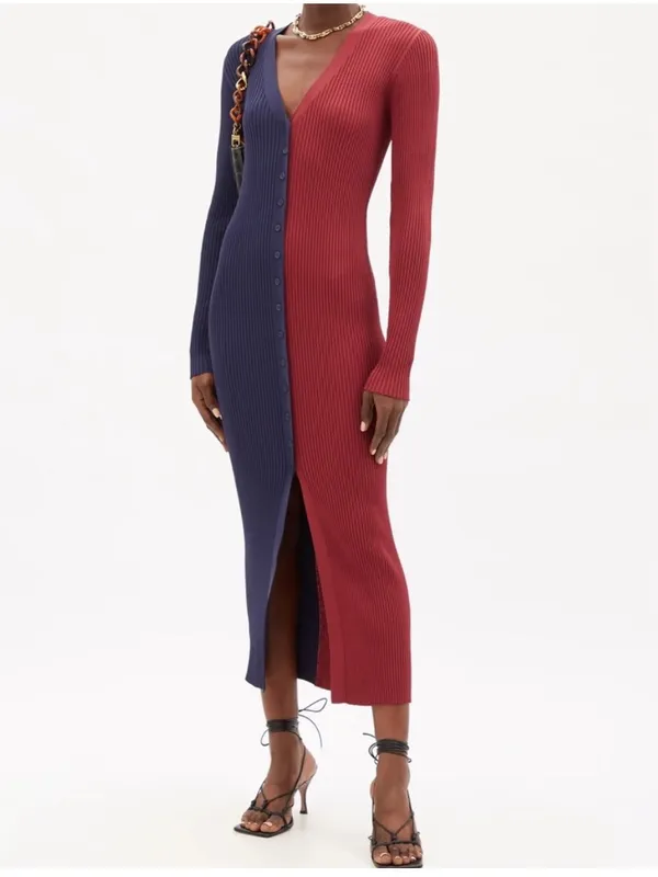 Staud Shoko Ribbed Long Sleeve Sweater Dress Small - Image 9