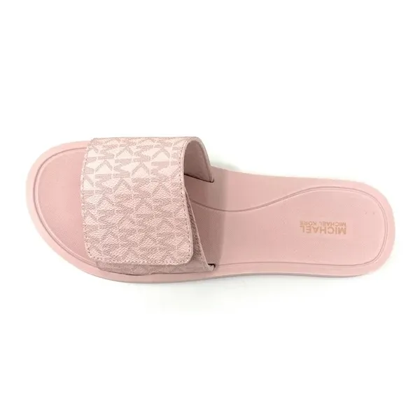 Michael Kors MK Signature Logo Print Wade Slide sandals in pink - Image 3