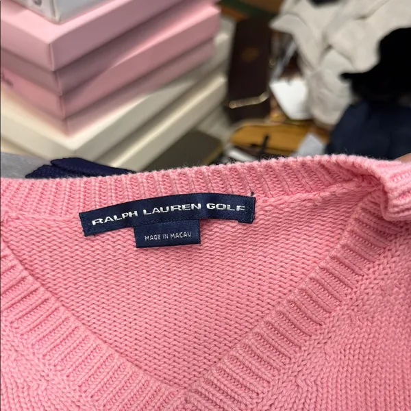 Ralph Lauren Pink V-Neck Sweater - Image 2