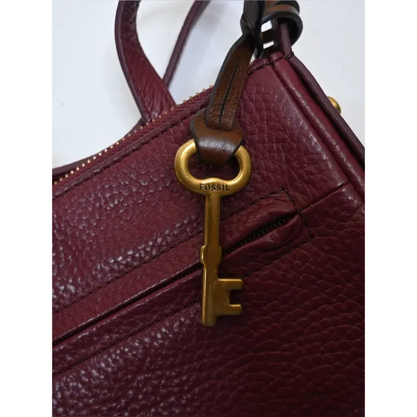 Fossil Women's Pebbled Crossbody Cowhide Leather Bag in Burgundy - Image 6