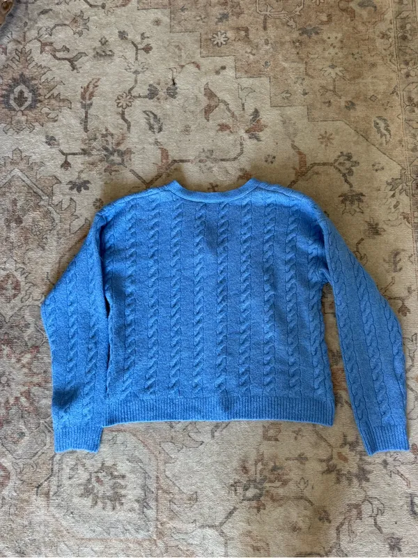 Art Class Blue Cable Knit Button Up Cardigan - Image 3