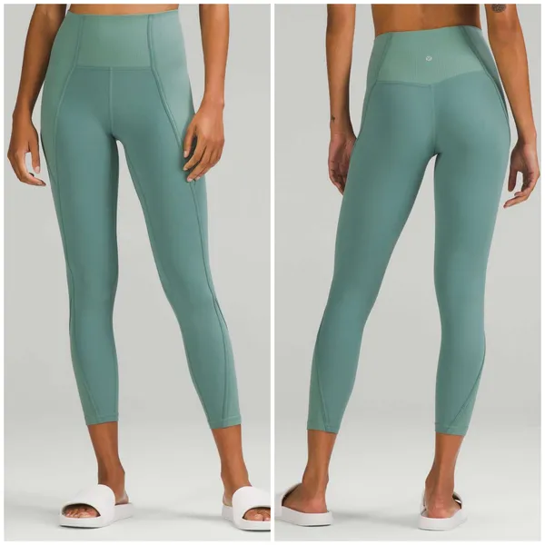 Lululemon Align Pant Ribbed Panel High Rise 25" Tidewater Teal Size 8 Yoga Gym - Image 2