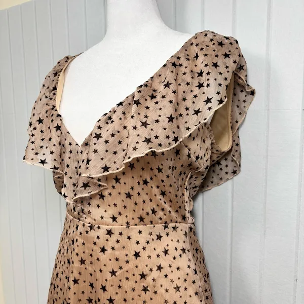Nasty Gal Cream Mini Sundress with stars Sleeveless Scoop Neck size‎ 4 - Image 3