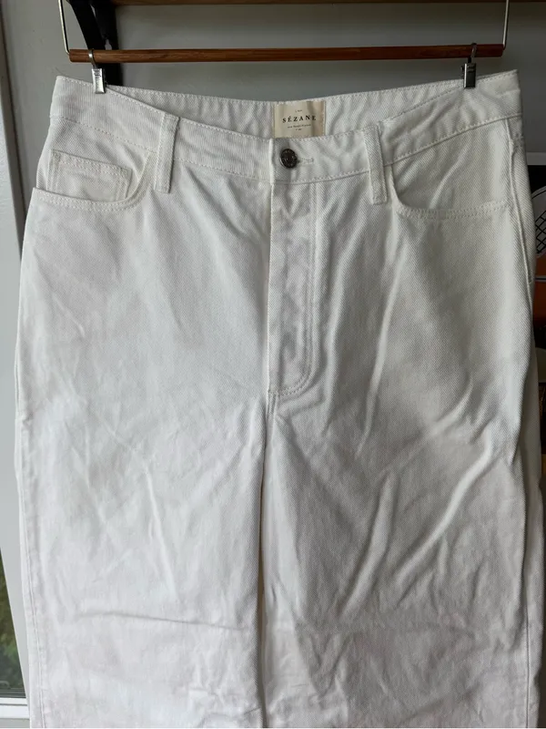Sezane Wide Leg White Denim Jeans Size 40 or 8 - Image 6