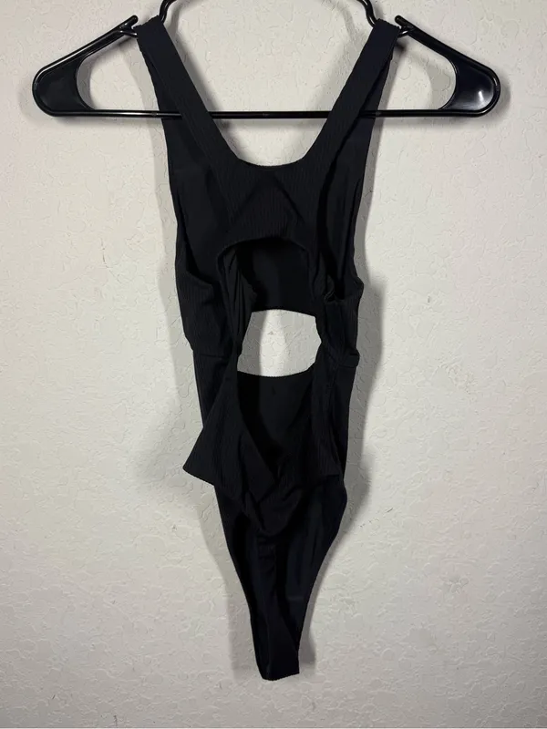 For Love & Lemons Keyhole Cutout Front Ribbed Bodysuit Sz XS - Image 3