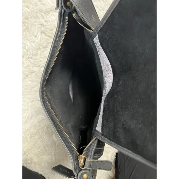 Vintage 90’s Coach Black Flap Leather‎ Bag Made In USA Y2K - Image 13