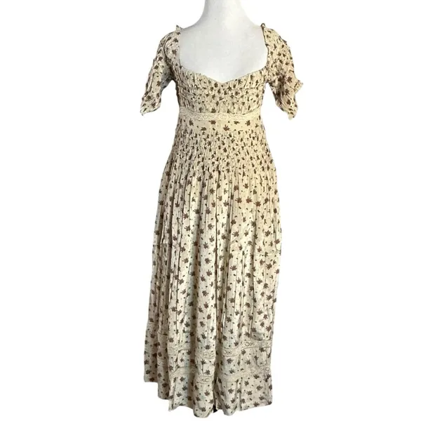 Free People Dainty Cottage Ethereal Bali Juniper Midi Dress 8 Lace Cream Floral - Image 9