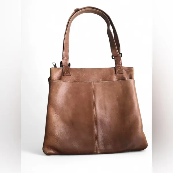 Vintage HOBO INTERNATIONAL - Brown Leather Pocket Crossbody Bag Purse - Image 2