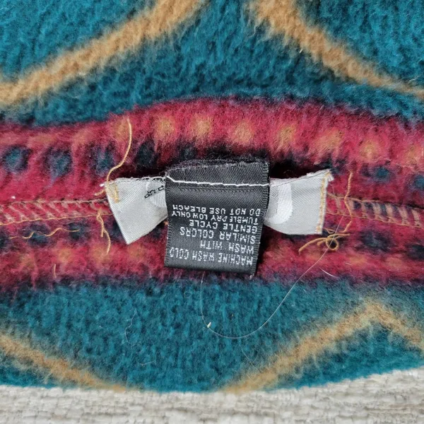 Vtg Aztec Southwest Fleece Shacket Womens Size Sm Red Green Pearl Button Up - Image 8