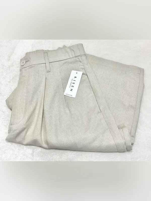 Risen Jeans Linen Blend Wide-Leg Pleated Trouser Pants Size Medium - Image 10