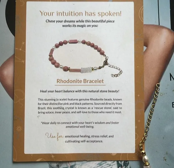 Rhodonite Bracelet with Gold Accents adjustable natural stones BNWT - Image 3