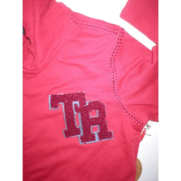 New Womens Designer True Religion Patch Hoodie Jacket Baseball Stitch Red XS NWT - Image 5