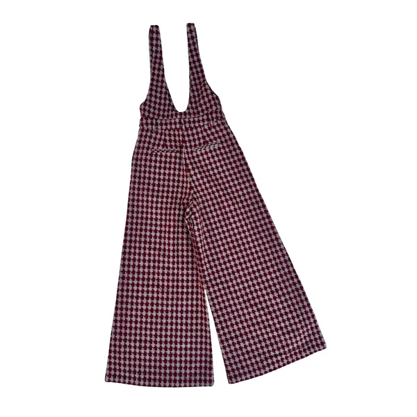 Storia Red Houndstooth Tweed Wide Leg Jumpsuit Overalls Small NWT - Image 10