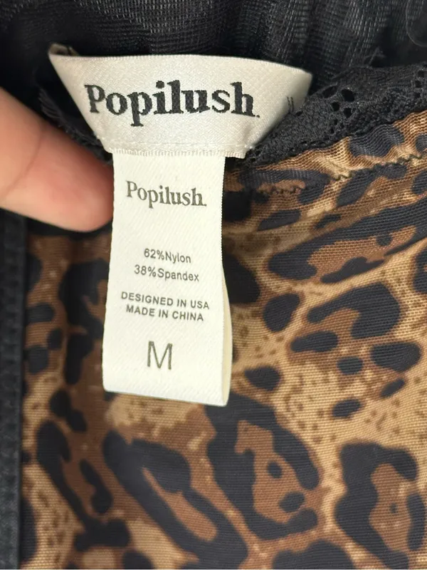 Popilush Shapewear Sculpting Leopard Mesh Detachable Strap Corset Top Sz M - Image 6