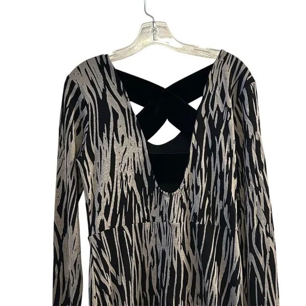BCBGeneration Zebra Print Dress Black Velvet‎ Trim Size M - Image 8
