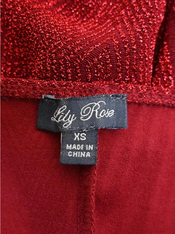 Lily Rose Women's XS Red Shimmer Knotted Side Wrap Fitted Cocktail Dress - Image 8
