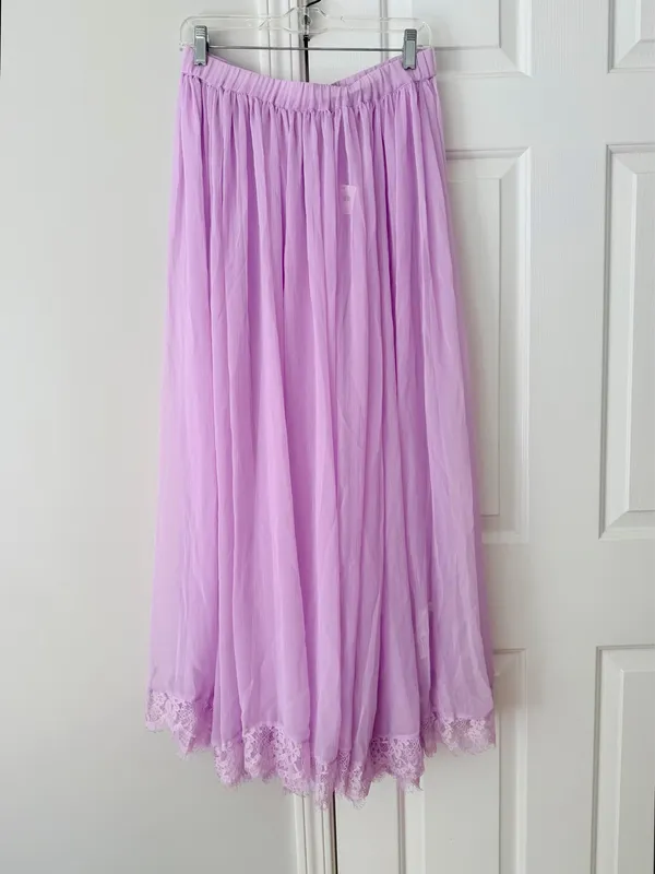 Anthropologie Sheer Volume Lace Hem Maxi Skirt, Size S/M - Image 5