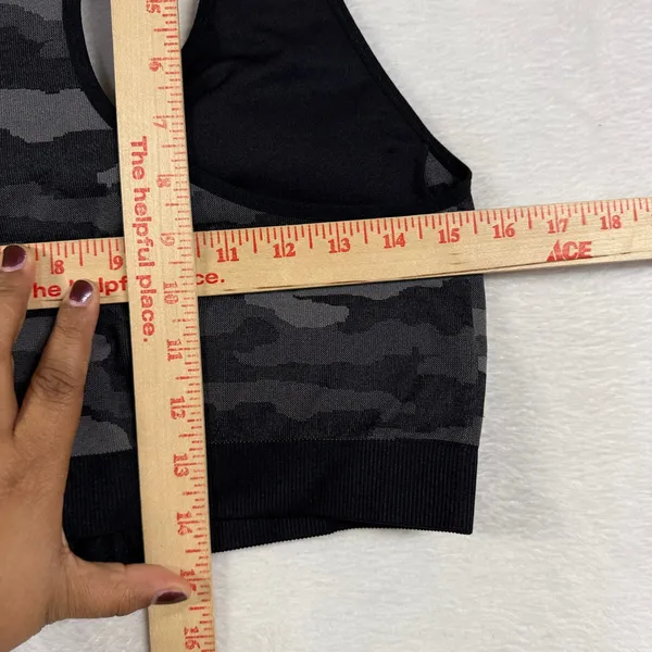 Avia XXXL Black Camo Zip Front Racerback Seamless Sports Bra‎ Running Yoga Hike - Image 7