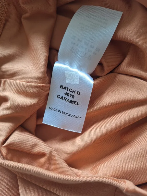 Oh Polly Caramel Ruched Long Sleeve Shirt Mini Dress US 4 - Image 3