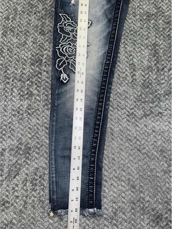 Miss Me Womens Ankle Skinny Medium Wash Embroidered Mid Rise Sz 25 - Image 11