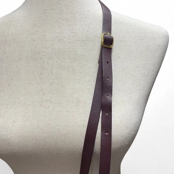 Vintage Burgundy‎ Genuine Leather Mini Crossbody Belt Bag Classic Minimalist - Image 3