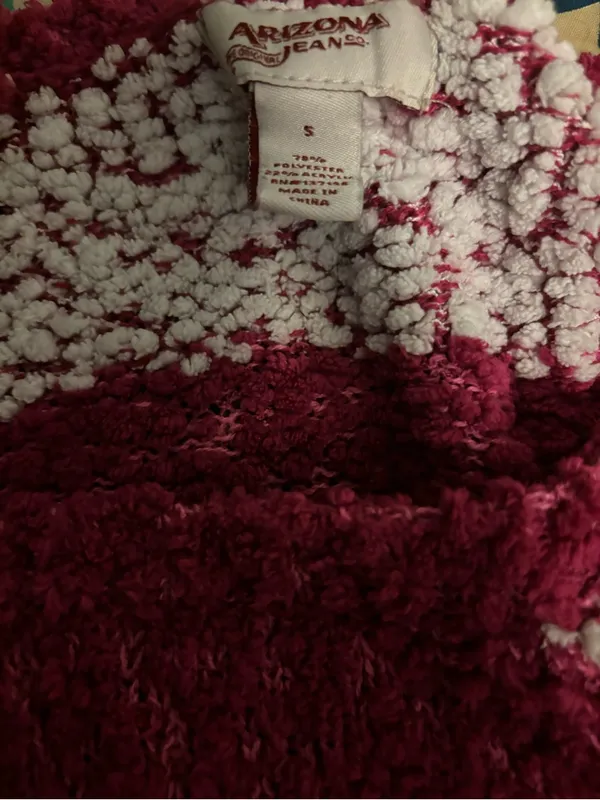 Arizona Jean Company Fuzzy Crewneck Sweater in Dark Pink & Light Pink - Image 3