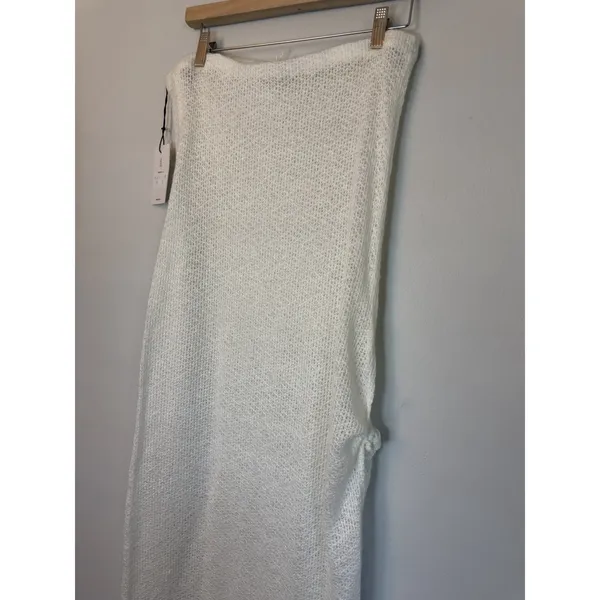 Reformation Jasmine Knit Maxi in White Ivory Sheer Side Slit Coverup Dress 8 NWT - Image 12