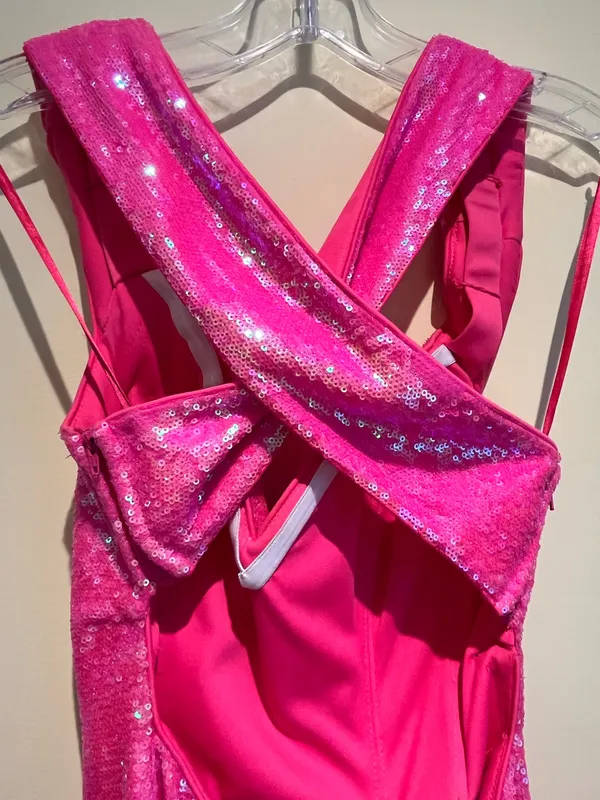 ASHLEYlauren 4445 Neon Pink Sequin Mini Dress - Size 4 - Image 2