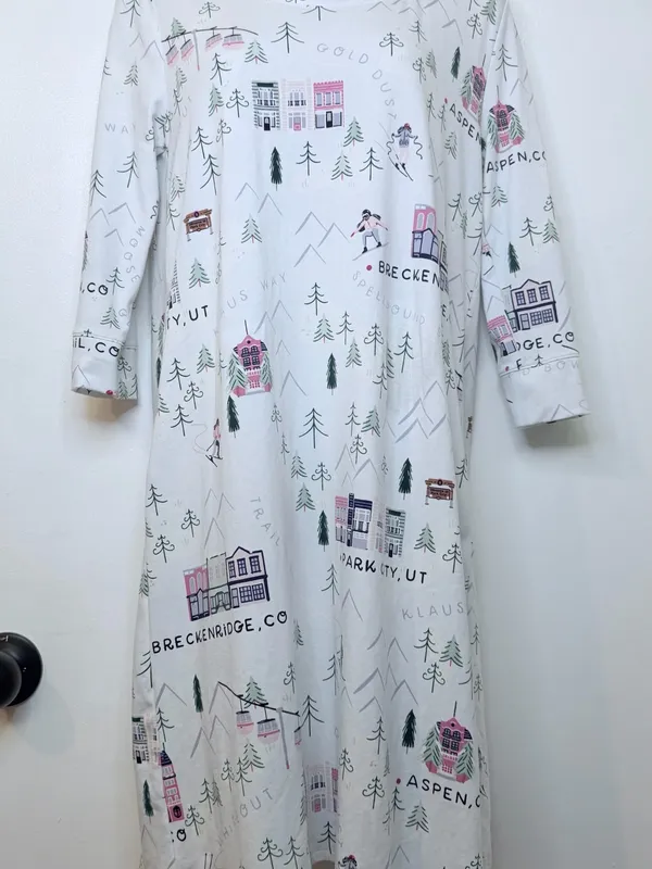 Soma XS Ski Town Nightgown Dress Aspen Vail Breckenridge Park City 3/4 Sleeve - Image 5