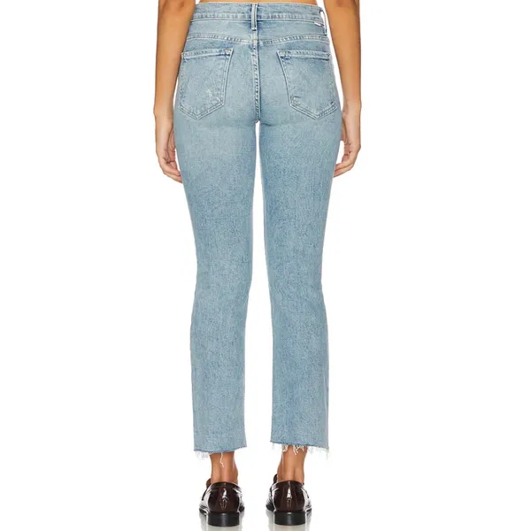 MOTHER‎ The Insider Crop Step Fray Jeans Light Wash Distressed Size 24 - Image 5