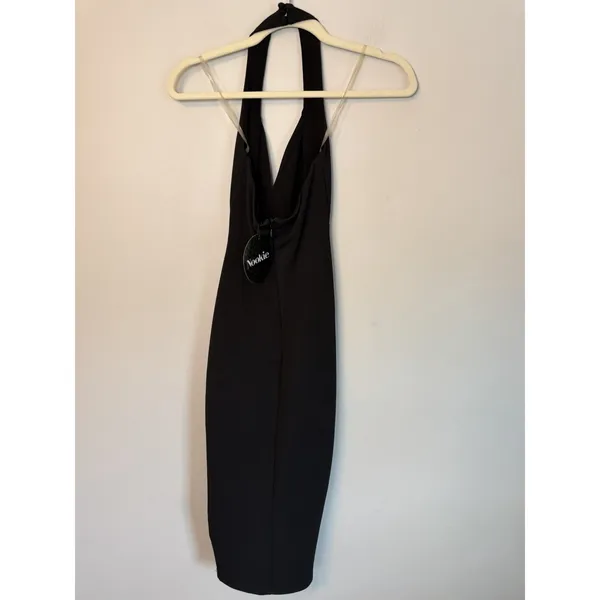 Nookie Medea Midi Bodycon Halter Dress Black Open Back XS NWT Glam Edgy Cocktail - Image 10