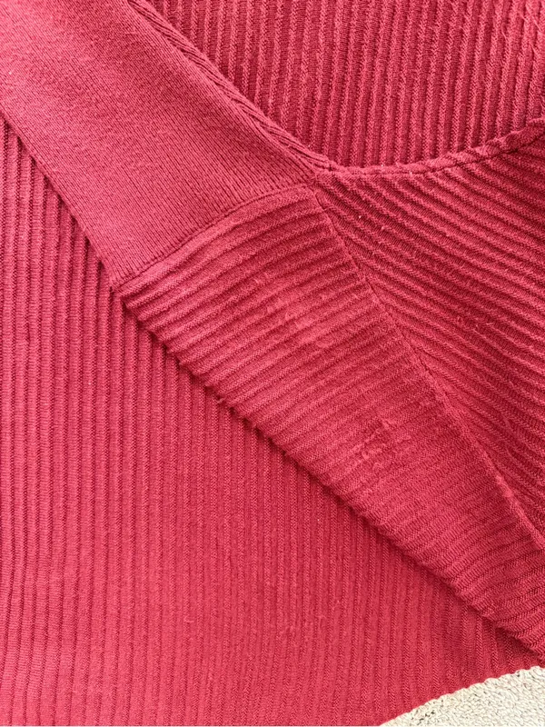 French Connection Burgundy Ribbed Batwing Mock Neck Sweater Large Oversized - Image 9