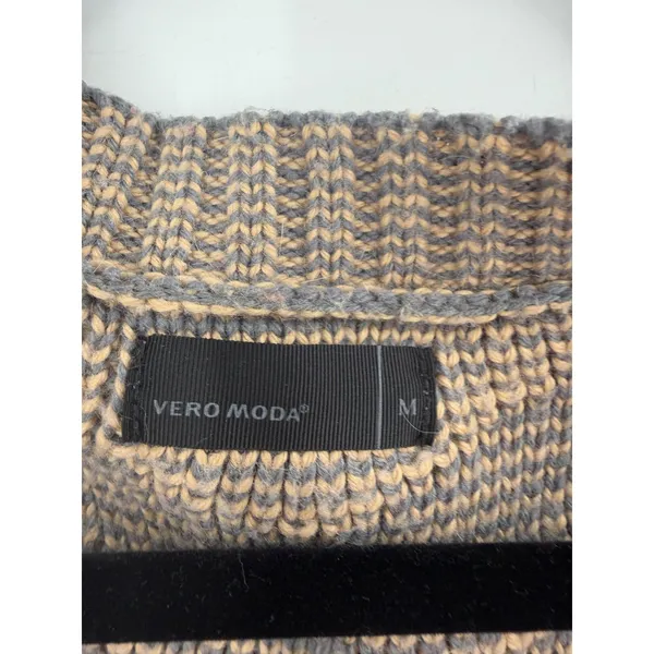 Vero Moda Cardigan Women M Brown Chevron Stripe Angora Blend Long Knit Boho‎ - Image 2
