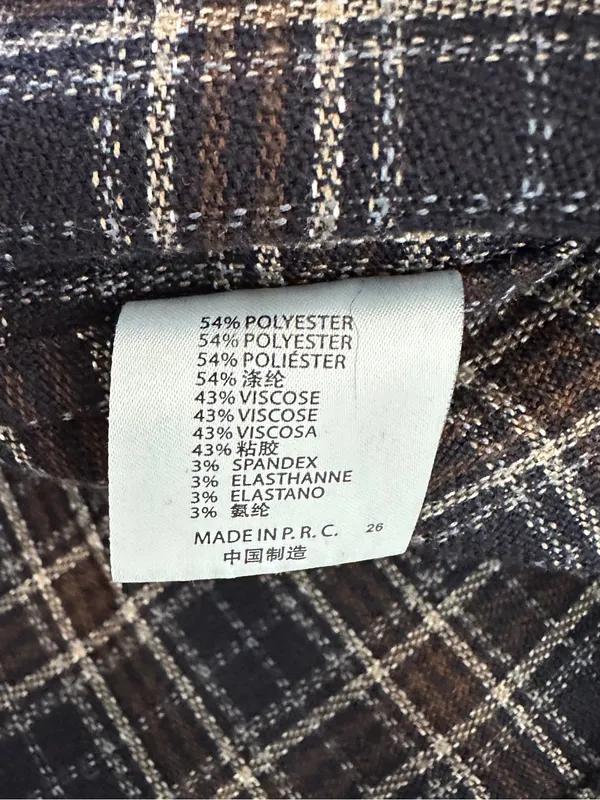 Brandy Melville Plaid Button Down Long Sleeve Shirt Navy Brown One Size - Image 6