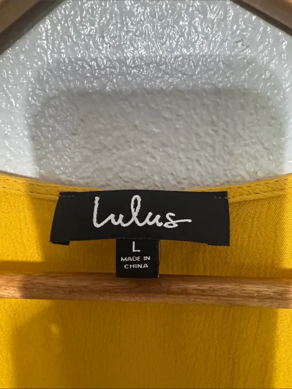 Lulus Much Obliged Golden Yellow Split Sleeve Wrap Maxi Dress L - Image 4