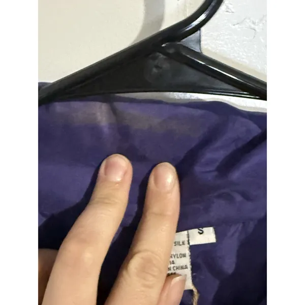 FuDa Silk Windbreaker Jacket Purple Womens PL Full Zip Studded Quilted‎ Vtg 90s - Image 3