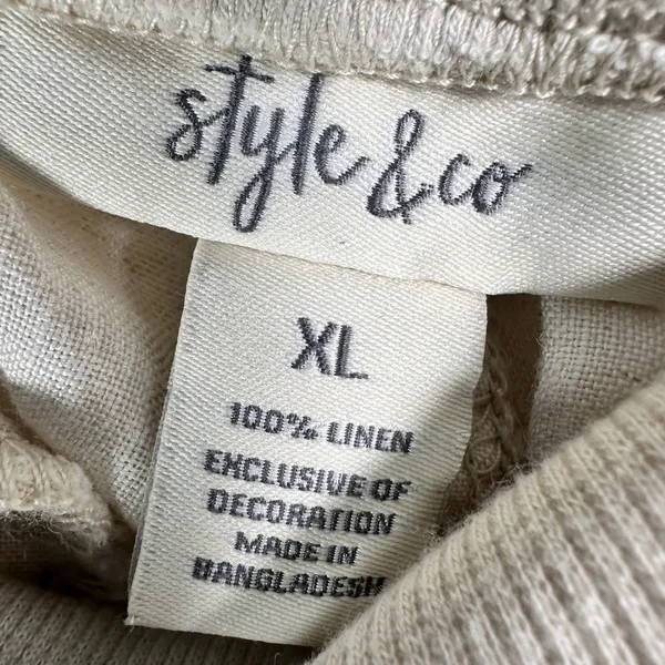 Style & Co Womens XL Beige 100%‎ Linen Capri Cargo Pants Mid Rise Comfort Waist - Image 5