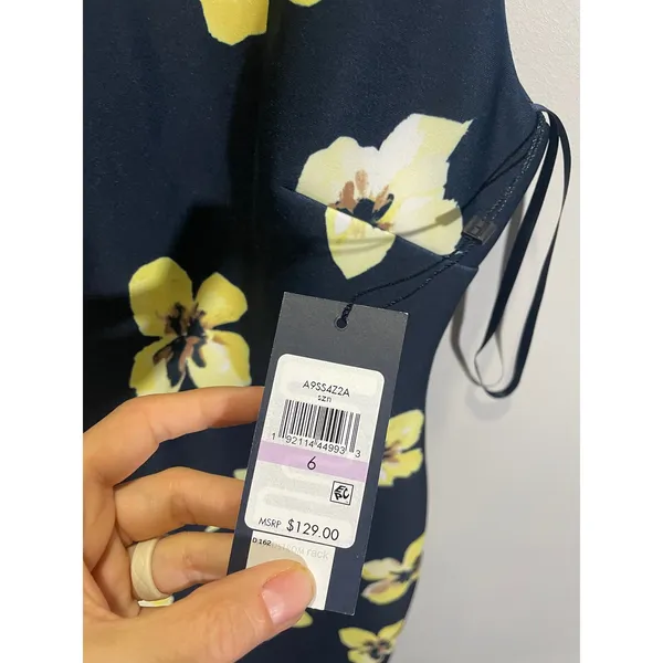 Tommy Hilfiger Sheath Dress Womens 6 Navy Yellow Floral Scuba A9SS4Z2A Preppy - Image 4
