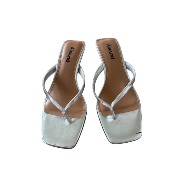 Abound Tina Kitten Heel Sandal Size 6 Silver Open‎ Square Toe - Image 4
