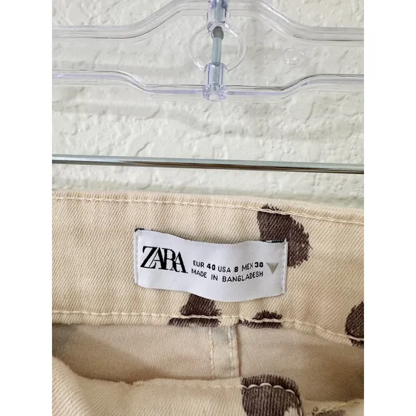 Zara Cow Print Flare Jeans Size 8 Western Festival - Image 4