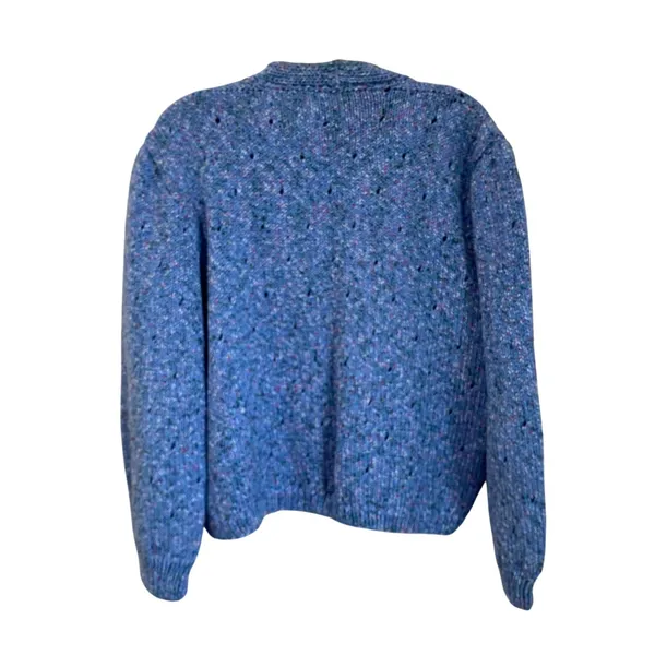 Source Unknown Boutique‎ Dreamy Blue Pointelle Knit Cardigan with White Buttons Size Medium - Image 3