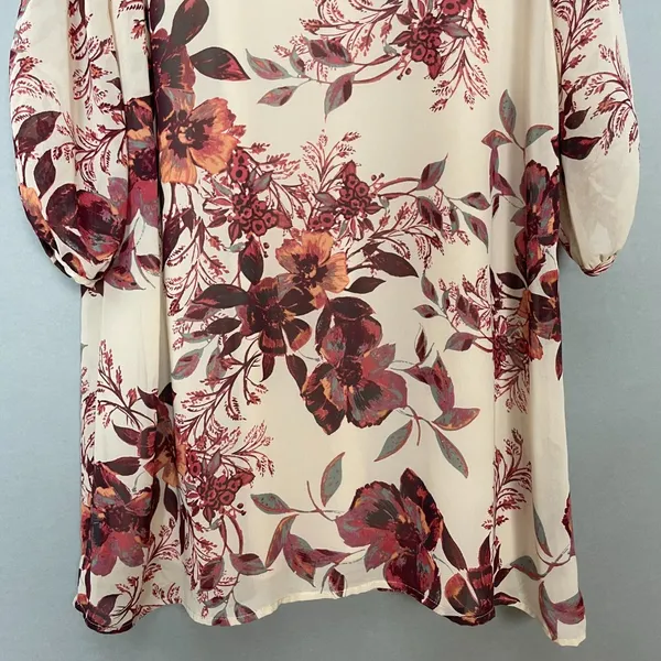Lulus Shifting Dears Floral‎ Shift Dress Cut Out Sleeve Beige Cream Mini Large - Image 7