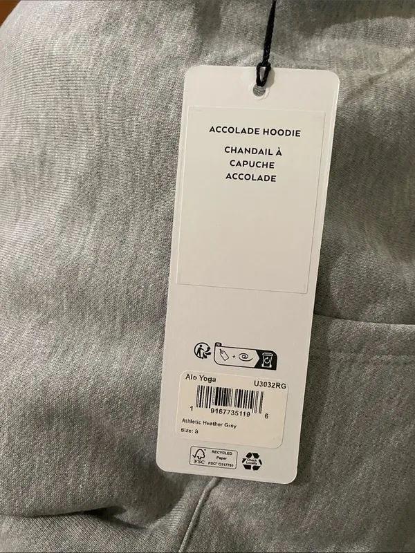 NWT Alo Yoga Accolade Hoodie Athletic Heather Grey Size S - Image 10