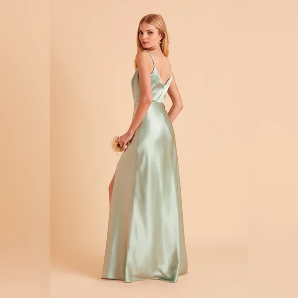 NWT Birdy Grey Jay Shiny Satin Dress In Sage Size XL - Image 2